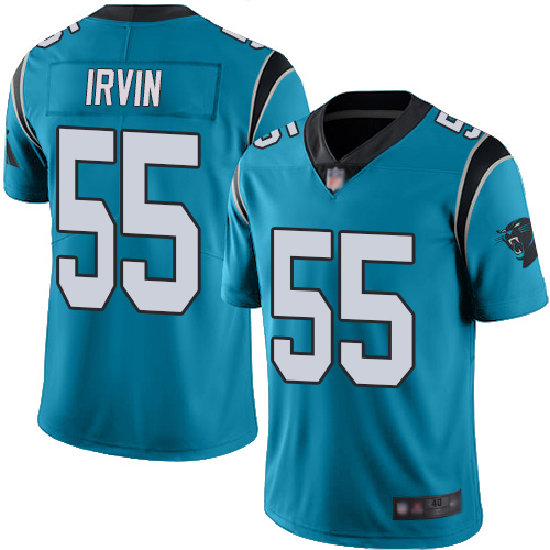 Carolina Panthers Limited Blue Men Bruce Irvin Jersey NFL Football 55 Rush Vapor Untouchable